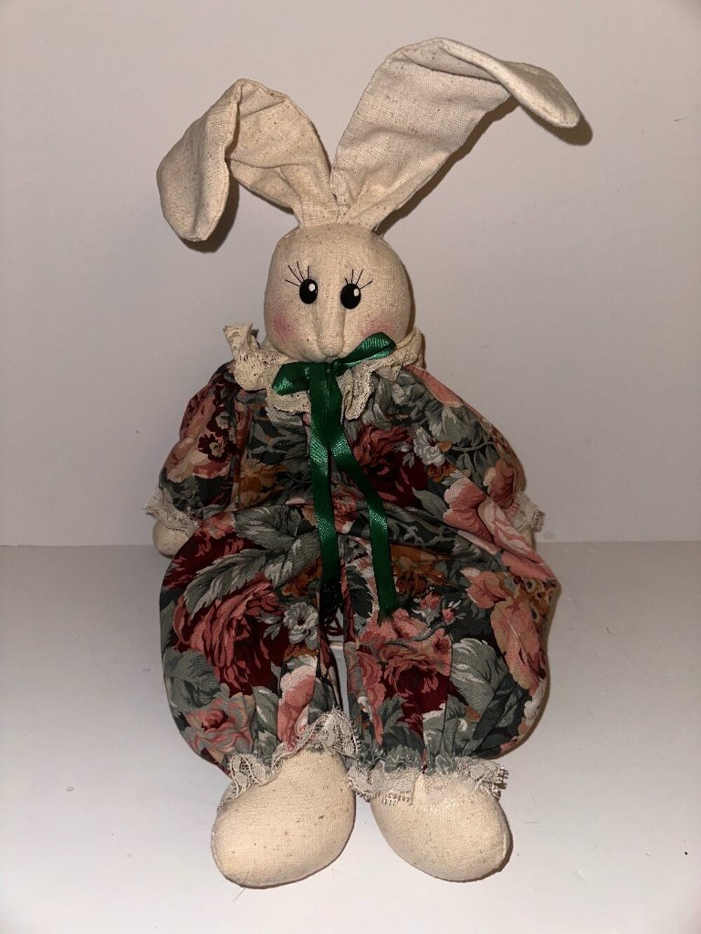 VTG Handmade Bunny Block Doll Country Cottagecore Folk Art Plush Rabbit 17"